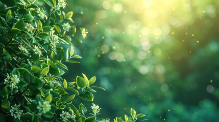 Sticker - A lush green bush with leaves and flowers