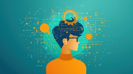 Poster - Problem discovery, identifying core issues, flat design illustration