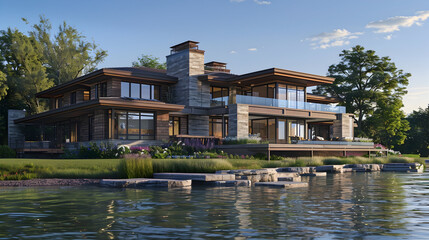 Contemporary home by the water