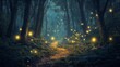 © kept - Darkened forest with fireflies their ethereal glow.