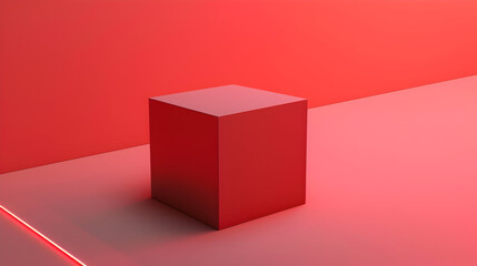 Poster - abstract red cube
