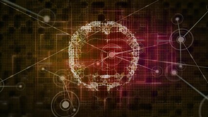 Animating digital network and data connections on abstract background