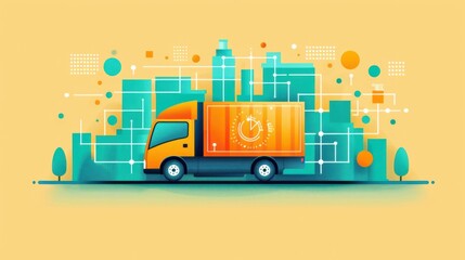 Poster - Smart logistics, advanced technology in food distribution, flat design illustration