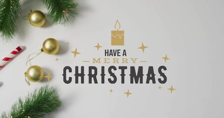 Sticker - Golden ornaments and candle animation with Have Merry Christmas text