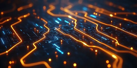Poster - Advanced AI Circuitry with Neon Glow