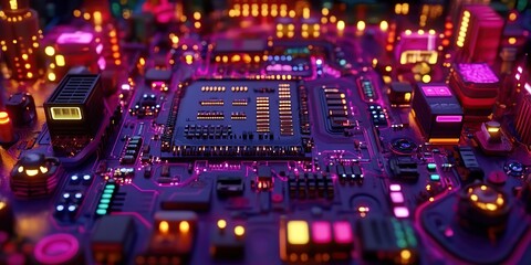 Poster - AI-Powered Circuit Board in a Cyberpunk World