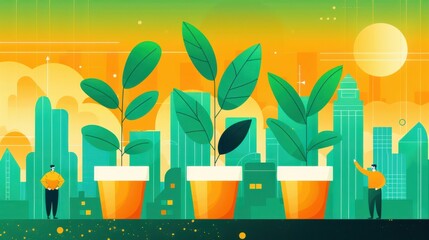 Poster - Supporting local projects, community gardens, flat design illustration