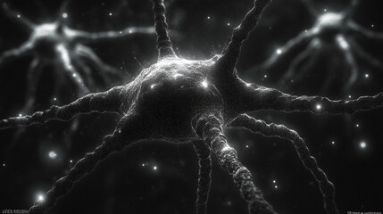 Poster - neural network, featuring simple lines and dots interconnected in a grid-like pattern. This visual symbolizes the complexity and structure of artificial intelligence and data processing