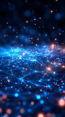 Poster - neural network, featuring simple lines and dots interconnected in a grid-like pattern. This visual symbolizes the complexity and structure of artificial intelligence and data processing