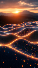 Poster - neural network, featuring simple lines and dots interconnected in a grid-like pattern. This visual symbolizes the complexity and structure of artificial intelligence and data processing