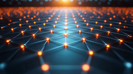 Poster - neural network, featuring simple lines and dots interconnected in a grid-like pattern. This visual symbolizes the complexity and structure of artificial intelligence and data processing