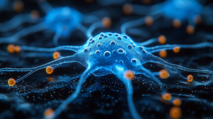 Poster - neural network, featuring simple lines and dots interconnected in a grid-like pattern. This visual symbolizes the complexity and structure of artificial intelligence and data processing