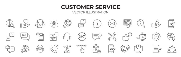 customer service icons set