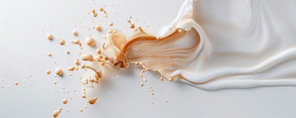 Poster - swirling milk and coffee forming intricate shapes, organic shapes, calming and artistic. ,
