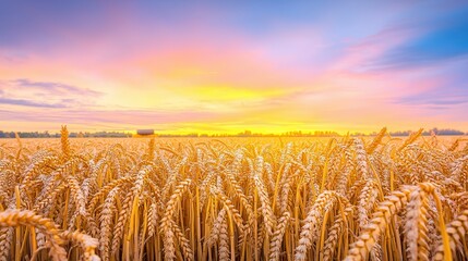 Poster - Golden Wheat Field at Sunset.