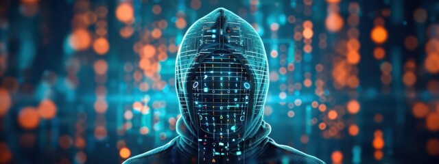 Poster - Symmetric encryption, holographic anonymization, private data, dark background