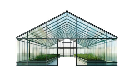 Long greenhouse 3d rendering isolate on transparency background