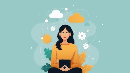 Aufkleber - user-centered: experience, person enjoying user-friendly design, flat design illustration