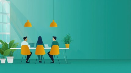 Poster - Venture capital, investors evaluating proposals, flat design illustration