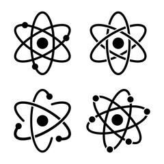 Atom Molecule vector concept flat style black color isolated on white background. Molecule logo. Atom logo.