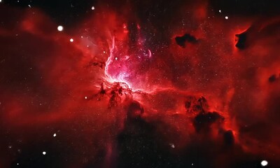 Wall Mural - Stunning Red Nebula with Stars in Deep Space