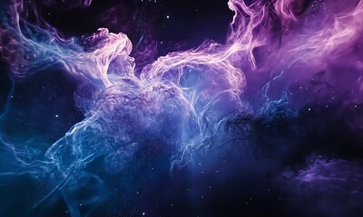 Wall Mural - Vibrant Purple and Blue Nebula in Deep Space