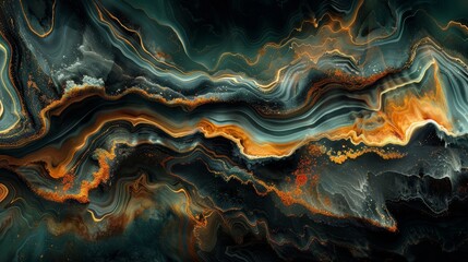 Poster - Colorful abstract waves of orange and teal create a mesmerizing pattern in a digital artwork
