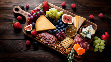 Beautifully Arranged Charcuterie Board with Gourmet Cheeses and Meats