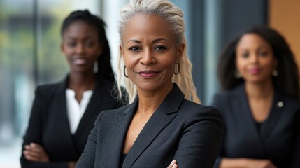 business businesswoman office mature middle aged group woman portrait corporate manager. black businessperson teamwork team partner