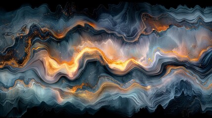 Abstract waves of blue and orange swirling in a cosmic design