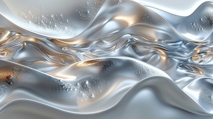 Poster - Shimmering silver fabric undulating in soft waves under gentle light