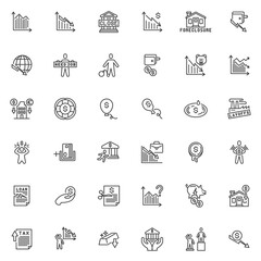Aufkleber - financial crisis line icons set
