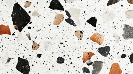 Poster - White Background with Irregular Black, Brown, and Gray Stone Shapes