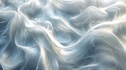 Poster - Flowing translucent fabric in soft light with gentle waves and folds, creating an ethereal atmosphere