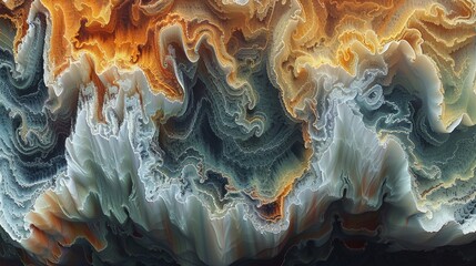 Poster - Abstract swirling patterns in vibrant orange and blue hues resembling a natural landscape