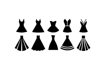 Wall Mural - Fit Dress logo icons. Set of silhouette vector illustrations.