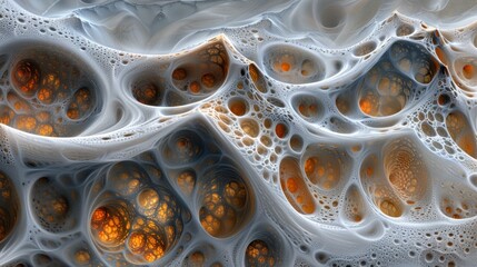 Poster - Abstract texture of bubbles and layers with warm hues in an organic pattern