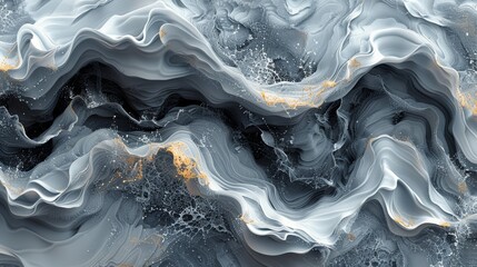 Aufkleber - abstract gray marble texture with swirling patterns and golden accents captured in a close-up view