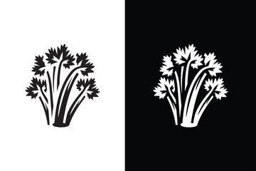 Wall Mural - Celery icon silhouette vector illustration. Celery Flat Design Vegetable Icon black white background.