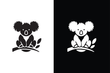 Wall Mural - Cute koala animal icon silhouette vector illustration. Koala Silhouette black