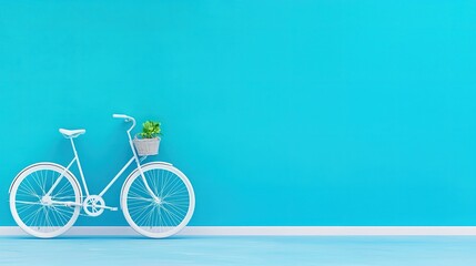 Unique Bicycle Scene on Blue Wall