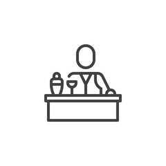 Poster - Bartender at bar counter line icon