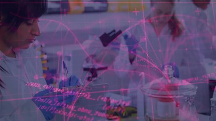 Aufkleber - Animating scientific data and molecular structures, scientists working in laboratory