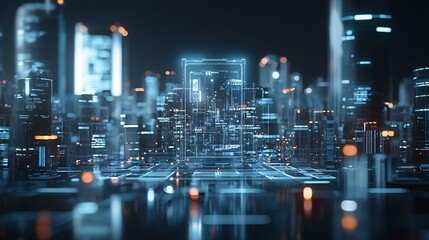 Poster - ai urban environment, digital networks, futuristic infrastructure, holographic technology