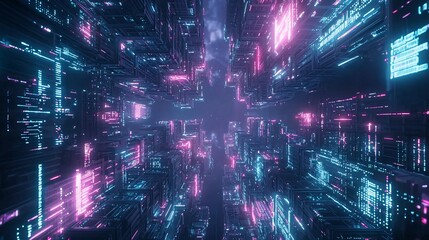 Poster - ai-powered metropolis, neon lights, advanced technology, digital society