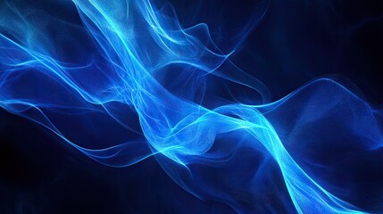 Poster - Abstract background with flowing, glowing blue lines and a futuristic aesthetic. Ideal for tech concepts, business banners, and modern design elements. -