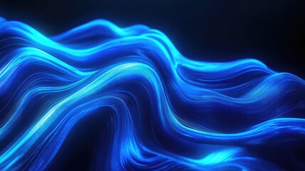 Poster - Abstract background with flowing, glowing blue lines and a futuristic aesthetic. Ideal for tech concepts, business banners, and modern design elements. -