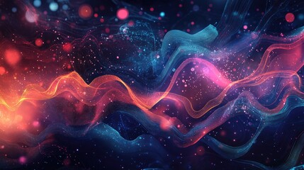Poster - Abstract Big Data visualization with a digital, futuristic background. Hand-drawn art illustrating data mining and management. Great for banners, presentations, and technology graphics.