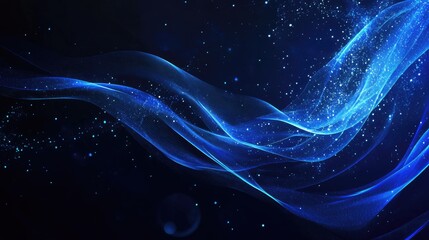 Poster - Abstract futuristic background with dynamic blue glowing curved lines. The modern shiny design element represents future technology and is ideal for banners and business use.