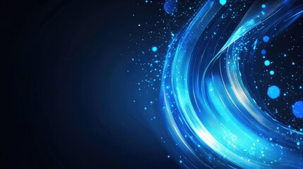 Poster - Abstract futuristic background with dynamic blue glowing curved lines. The modern shiny design element represents future technology and is ideal for banners and business use.